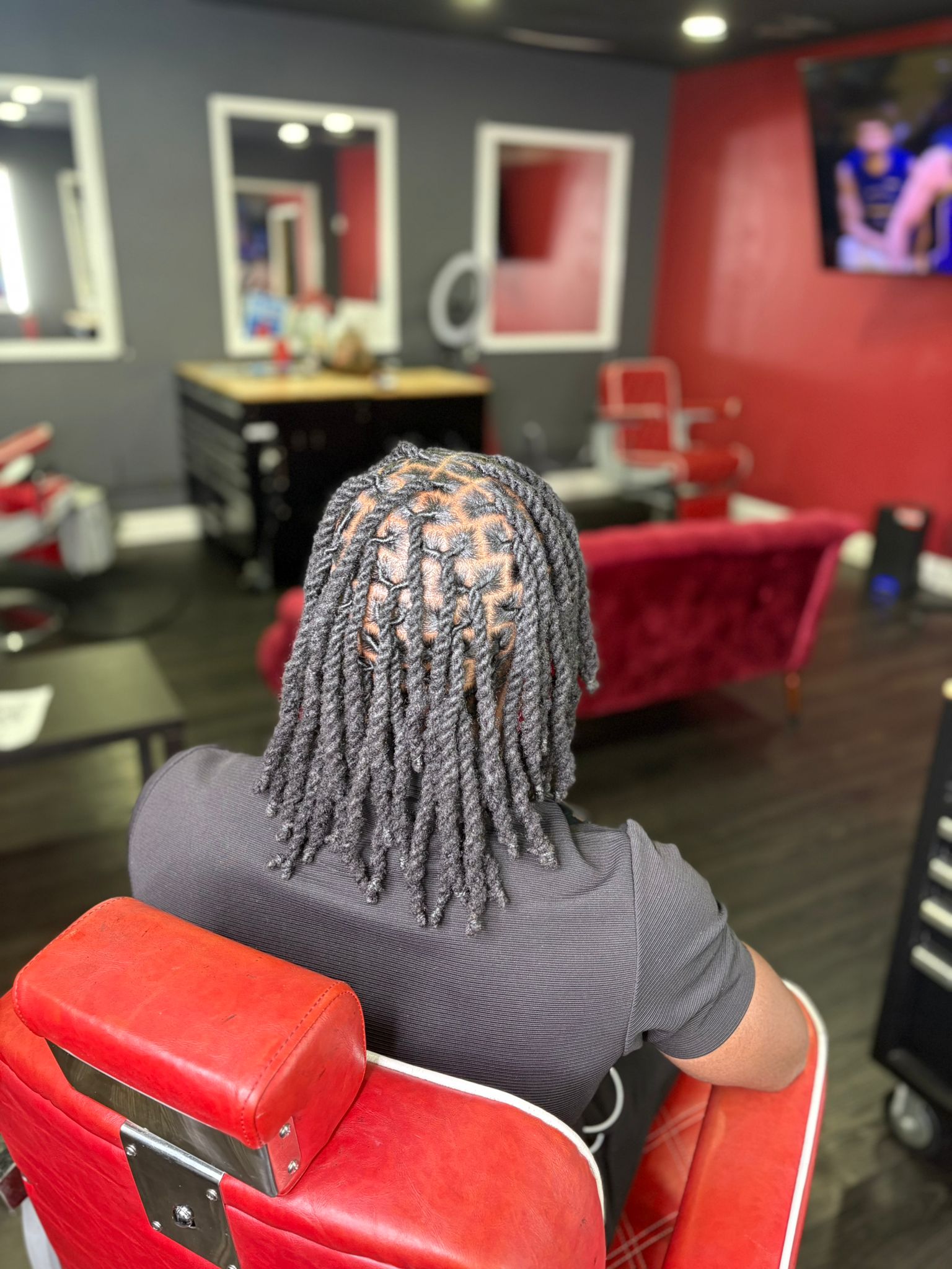 Neat two-strand twist retwist, back view